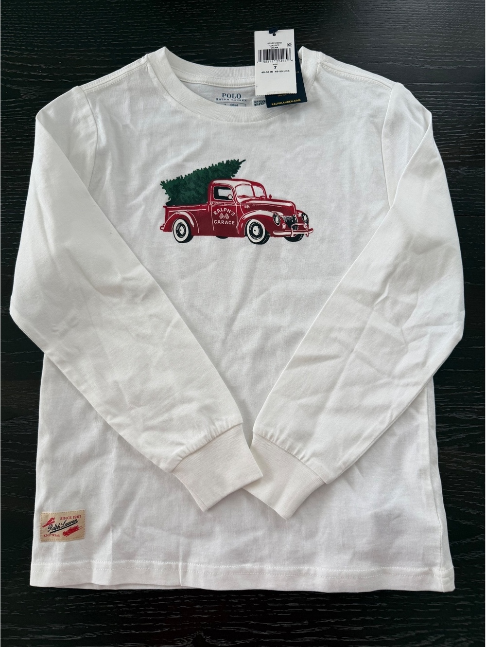 Polo Ralph Lauren Boys "Ralph's Garage" White Long Sleeve Truck Graphic Shirt 7